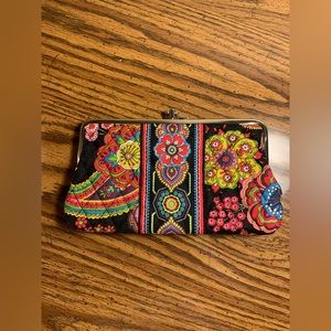 Vera Bradley Black Multicolored Floral Snap Wallet